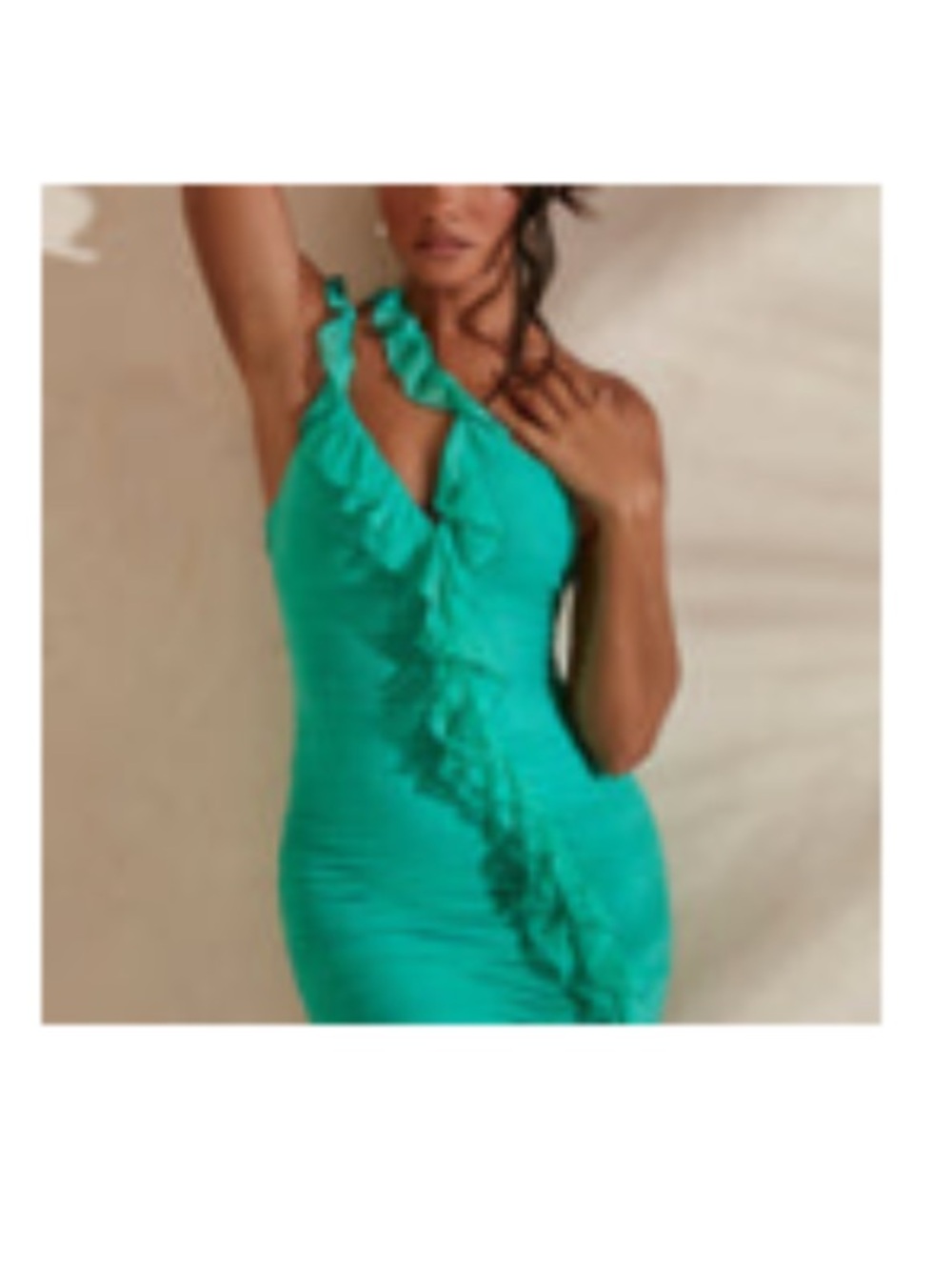 Oh Polly dress Teal Ruffled One-Shoulder